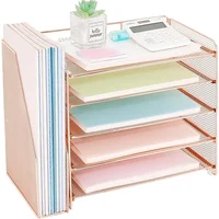 Organizador de Escritorio de 5 Niveles en Color Oro Rosa
