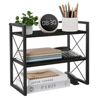 Organizador de Escritorio de 2 Niveles en Color Negro