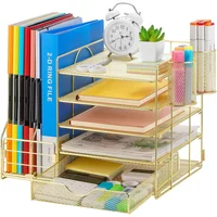 Organizador de Escritorio de 5 Niveles en Color Oro