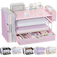 Organizador de Escritorio de 4 Niveles en Color Rosado