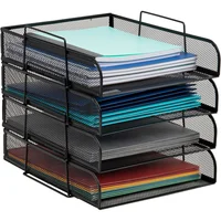Organizador de Escritorio de 4 Niveles en Color Negro