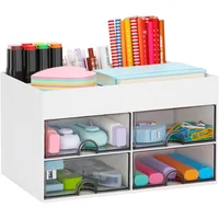 Organizador de Escritorio con 7 Compartimentos y Cajón en Color Blanco