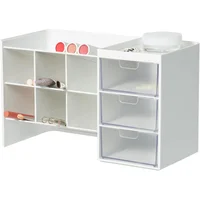 Organizador de Escritorio con 6 Compartimentos y Cajones en Color Blanco Transparente