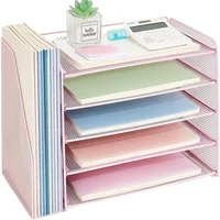 Organizador de Escritorio de 5 Niveles en Color Rosado