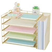 Organizador de Escritorio de 5 Niveles en Color Oro
