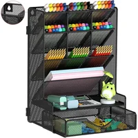 Organizador Negro para Escritorio con 12 Compartimientos y Cajón