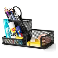 Organizador Negro de Malla para Escritorio con 3 Compartimientos