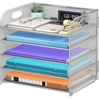Organizador Plateado para Escritorio con 5 Niveles y Agarre Superior