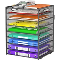 Organizador Gris para Escritorio con 9 Niveles y Bandejas Deslizantes