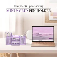 Organizador Lila para Escritorio con 8 Compartimientos y 2 Cajones