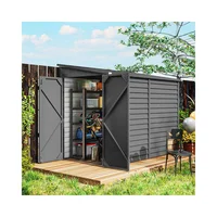 Bodega de Jardín de Acero Galvanizado 270 x 143 x 202 cm Gris Oscuro Genérico