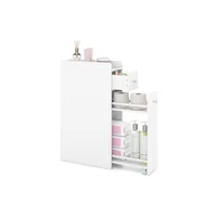 Gabinete Estrecho Para Baño Con Cajón Y Compartimientos Con Ruedas Blanco