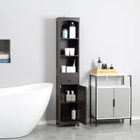 Gabinete Alto Para Baño En Madera MDF Con Repisas Y Almacenamiento