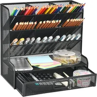 Organizador Negro para Escritorio con 9 Compartimientos y Cajón