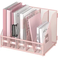 Organizador Rosado para Escritorio con 5 Compartimientos Verticales