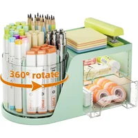 Organizador Verde para Escritorio con 6 Compartimientos y 2 Cajones
