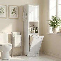 Gabinete Alto Para Baño Blanco Con Puerta Y Cajón Abatible De Almacenamiento