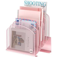 Organizador Rosa para Escritorio con 5 Secciones Verticales