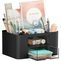 Organizador Negro para Escritorio con 2 Cajones y 5 Compartimientos