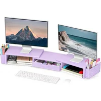 Elevador de Monitor Púrpura con Cajón y Soporte Doble Ajustable