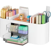 Organizador de Escritorio Blanco con 3 Cajones y 7 Compartimientos