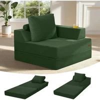 Sofá Cama Plegable 3 en 1 de Pana Verde Individual