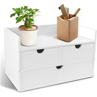 Organizador de Escritorio Blanco con 3 Cajones y Estante Superior
