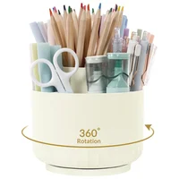 Organizador de Escritorio Crema con 5 Compartimientos Giratorios