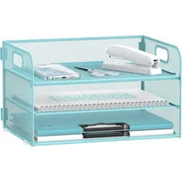 Organizador de Escritorio de 3 Niveles con Agarre Color Azul