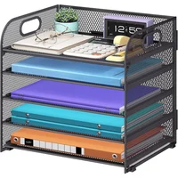 Organizador de Escritorio de 5 Niveles con Agarre Color Gris