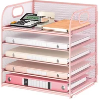 Organizador de Escritorio de 5 Niveles en Color Rosa