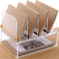 Organizador de Escritorio Acrílico Transparente con Cajón y 4 Compartimentos
