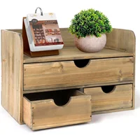 Organizador de Escritorio de Madera Rustico con 3 Cajones