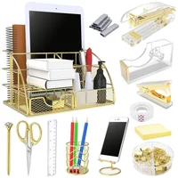 Set de Escritorio Dorado con Organizador y Accesorios de 13 Piezas