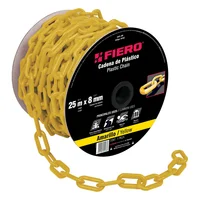 Carrete de Cadena Plástica Amarilla de 25m Espesor 8mm Set X 8 Unidades