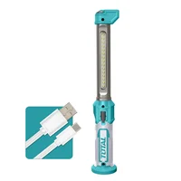 Lámpara Recargable Led Base Magnética + Gancho 300lm 3.5w+ Cable Tipo C Total Tools Twli043006