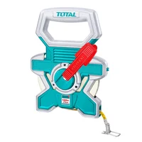 Cinta Métrica Decámetro y Pulgadas Fibra Vidrio Retráctil 100mx15mm Cubierta de Goma Total Tools Tmtf181006