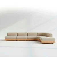 Sofá Komondor En Tela y Roble 400x180x80cm Beige