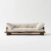 Sofá Merit en Tela y Roble 200x90x80cm Blanco