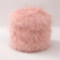 Puff Circular Peluche 35x35x42 Rosado