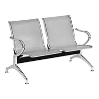 Silla Tandem 2 Puestos Cromado 116x77x44 Gris