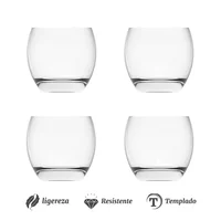 Set de 4 Vasos Cortos Vidrio Templado Baztán