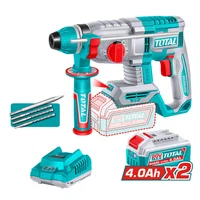 Rotomartillo SDS Plus 22 mm Batería 20V 2J 5400BPM 2 Baterías Litio 4Ah + Carg + Accesorios Total Tools Utrhli212282