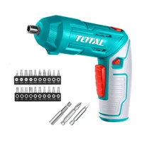 Atornillador Inalámbrico 1/4 Pulgada Batería 4v 4nm con 23 Puntas + 1 Conector Cr-v Total Tools Tsdli04425