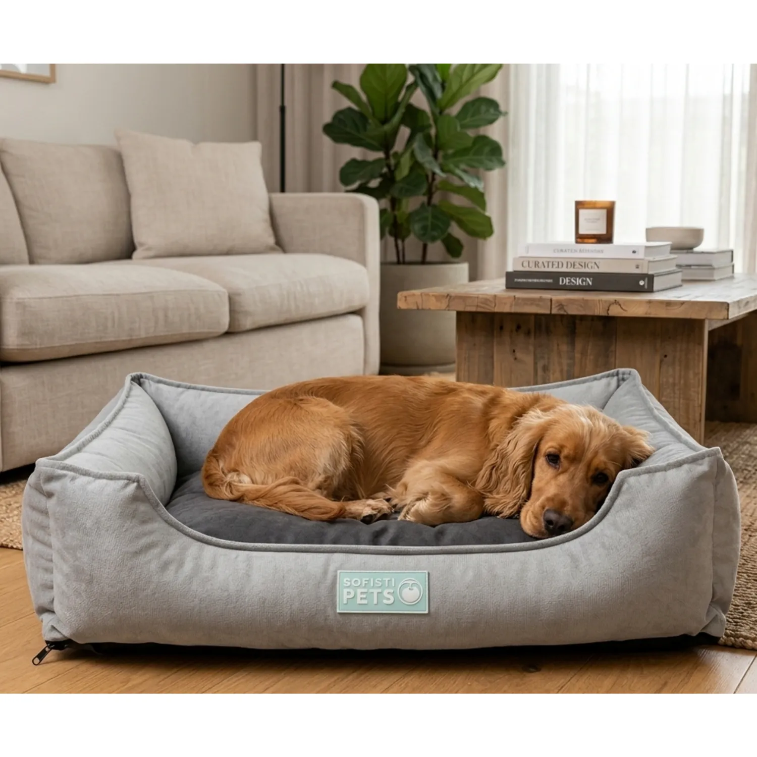 Cama Perro Lujo Mediana Gris 75cm X50cm