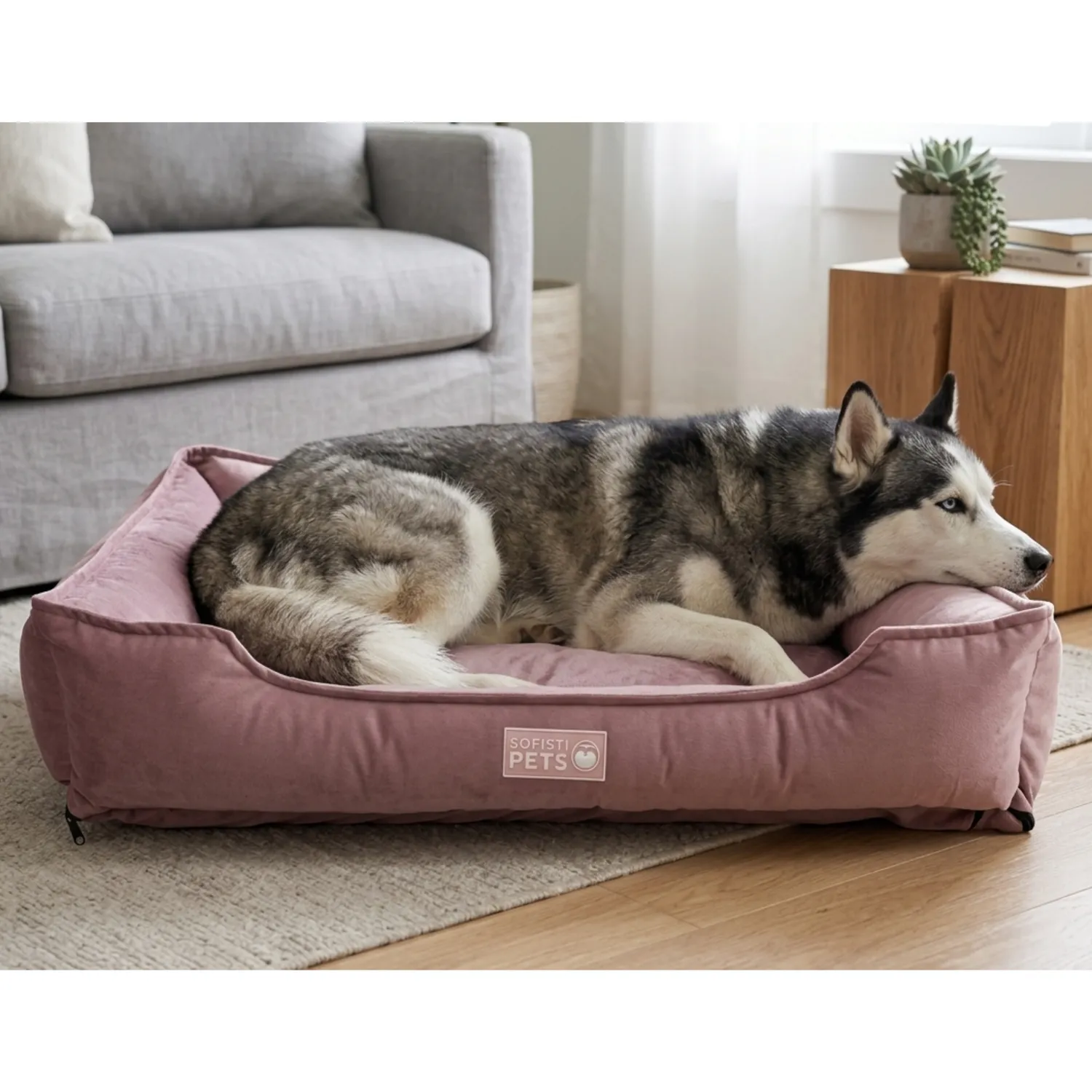 Cama Perro Lujo Grande Rosa 95cm x 75cm