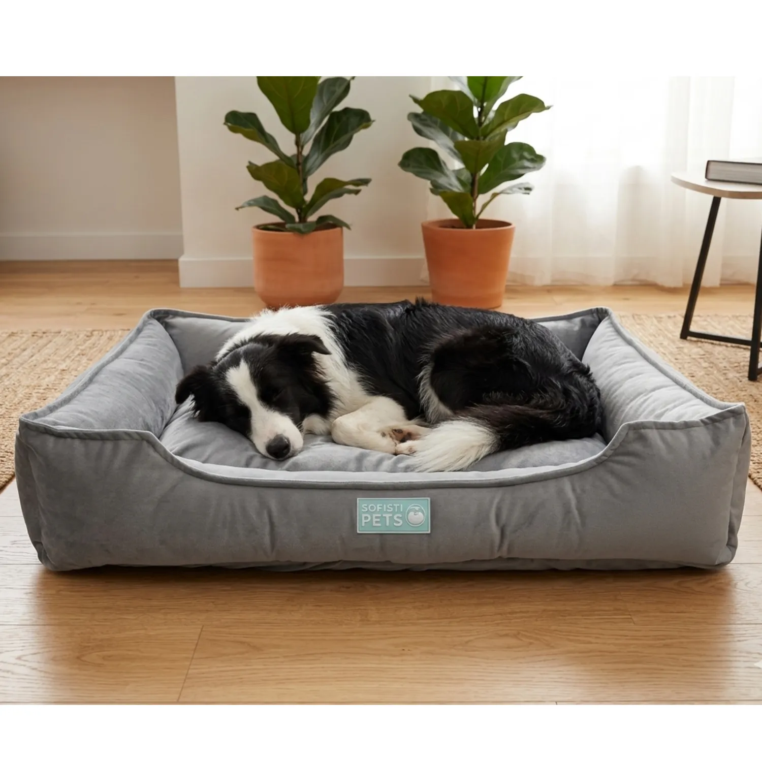Cama Perro Lujo Grande Gris 95cm x 75cm