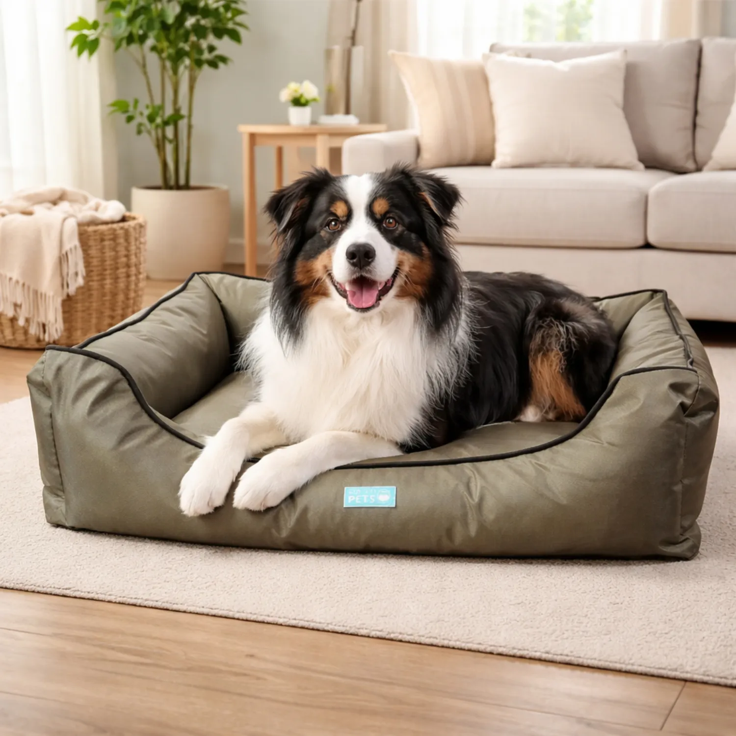 Cama Perro Impermeable Grande Beige 95cm x 70cm