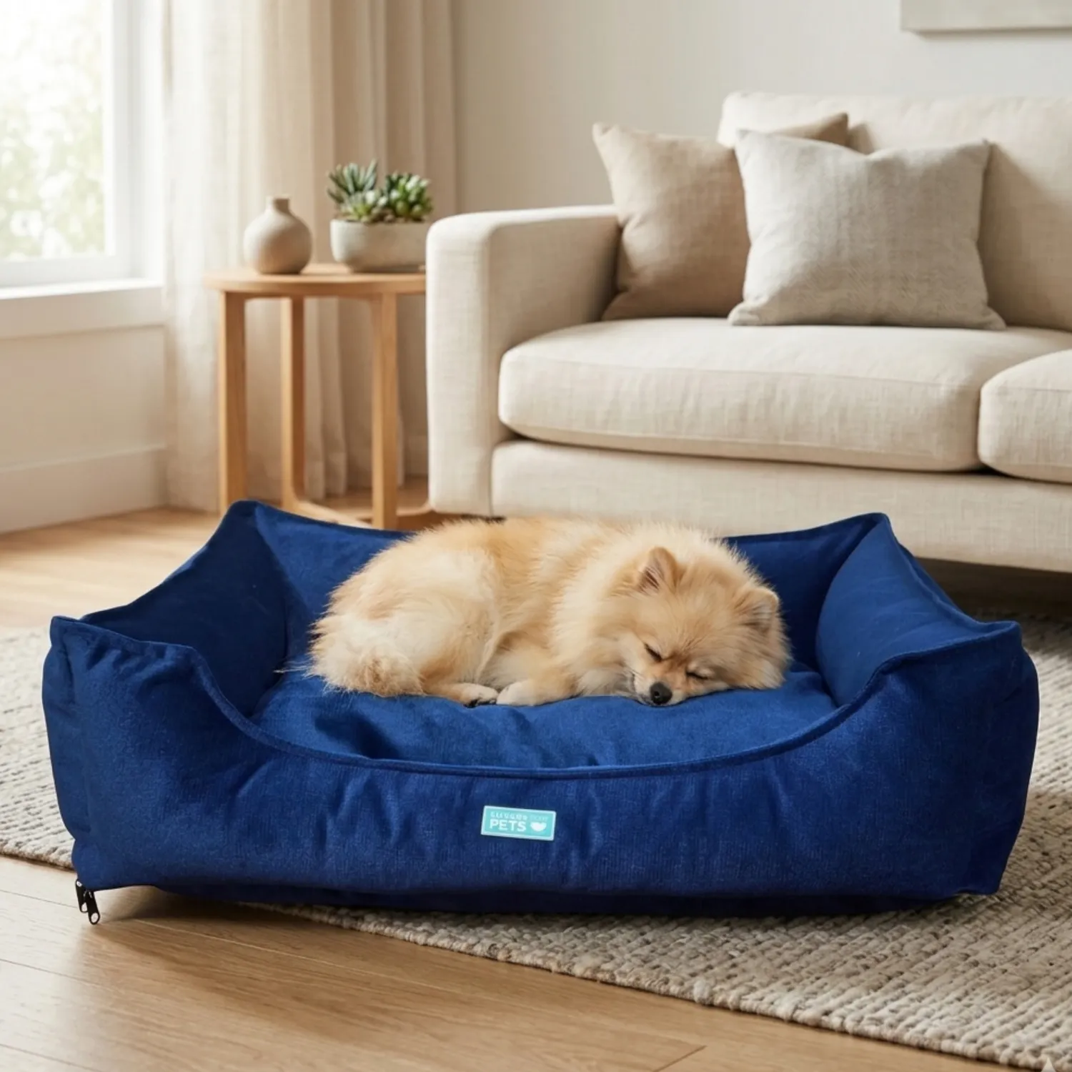 Cama Perro Lujo Pequeña Azul 50cmx40cm