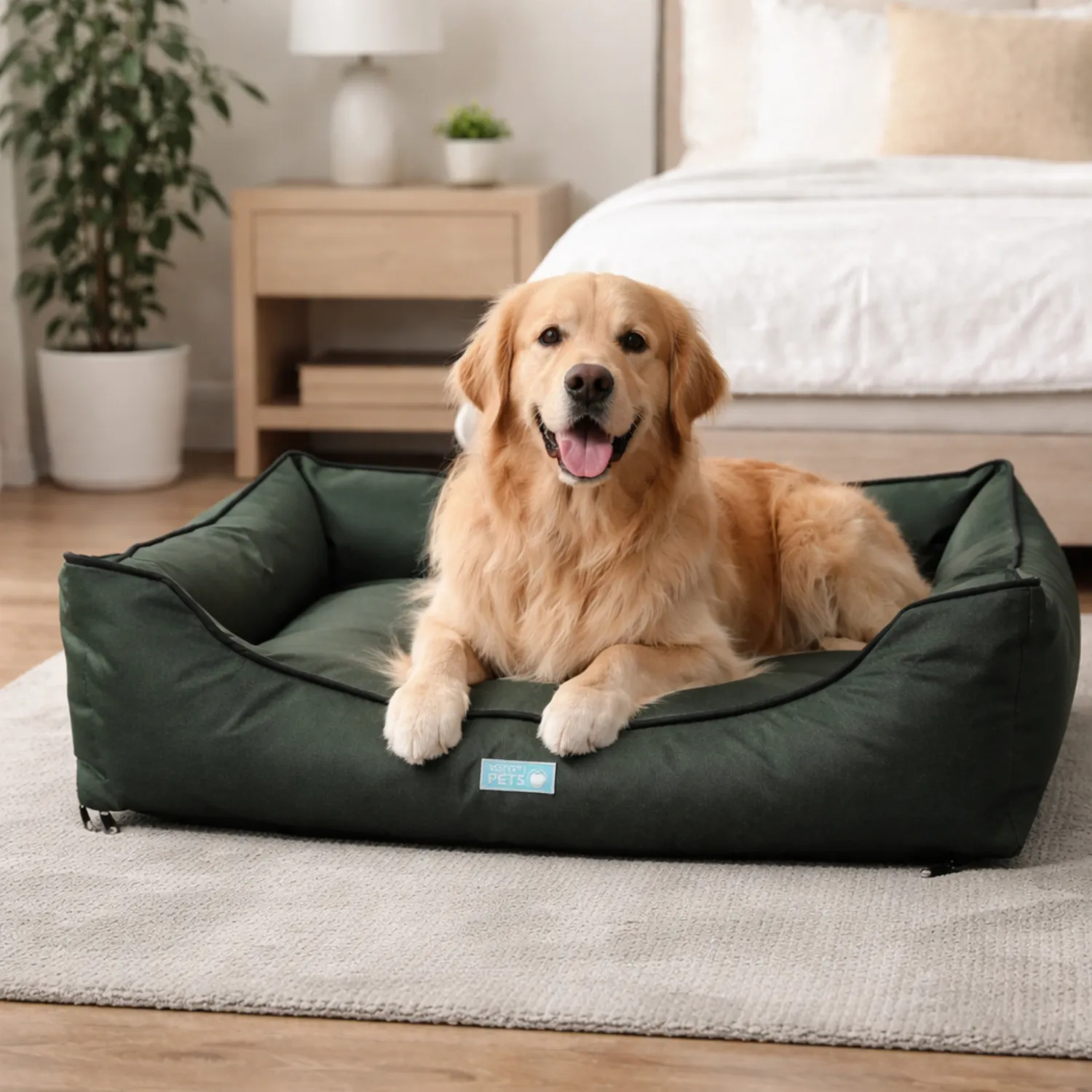 Cama Perro Impermeable Grande Verde 95cm x 70cm